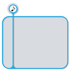 Blue text box for your text and music symbol