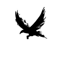 Эскиз татуировки летящий ворон - obrazy, fototapety, plakaty