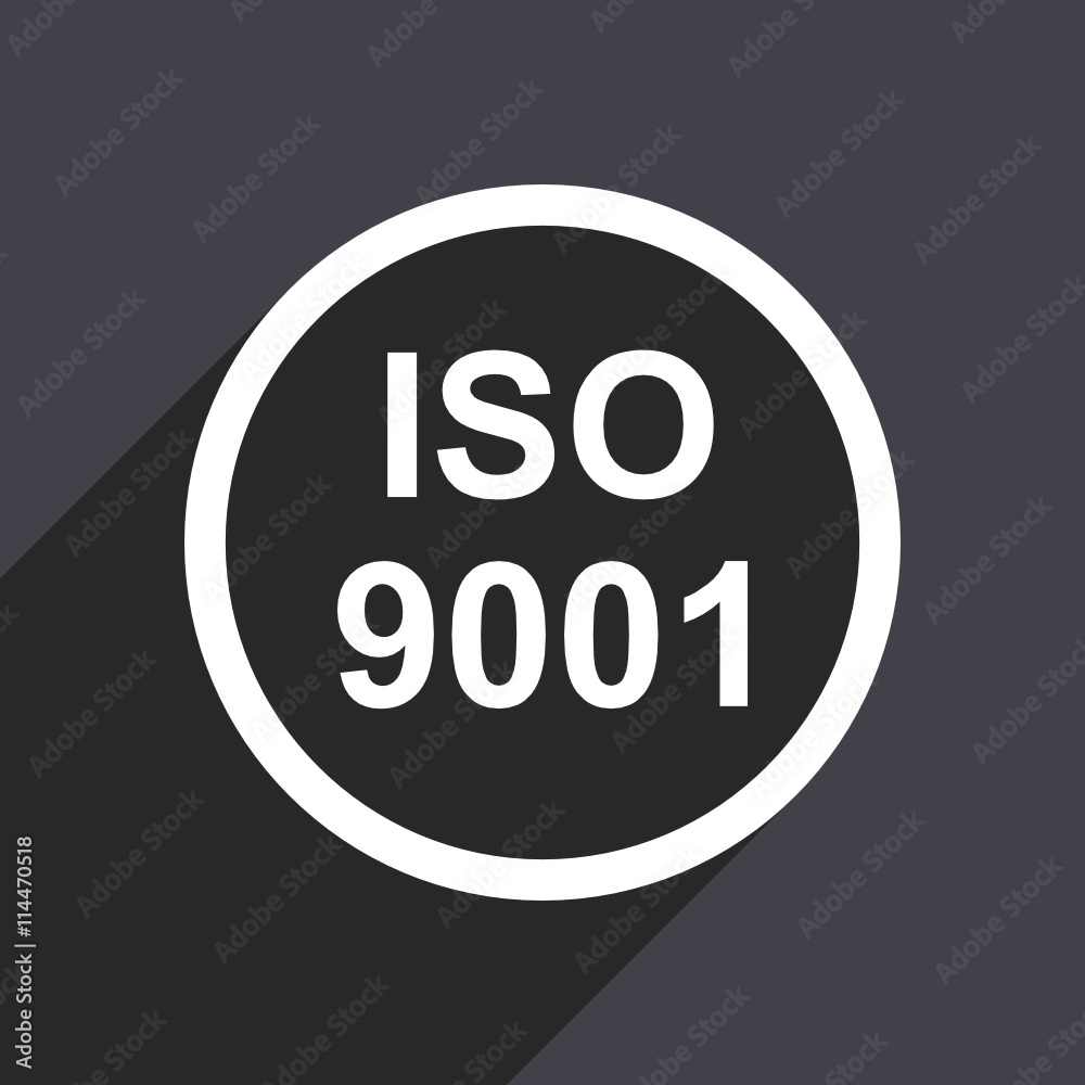 Poster flat design gray web iso 9001 vector icon