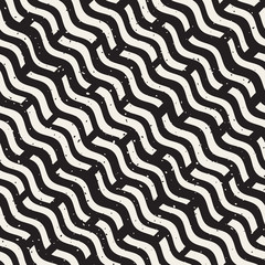 Vector Seamless Hand Drawn Daigonal Wavy Lines Grunge Pattern