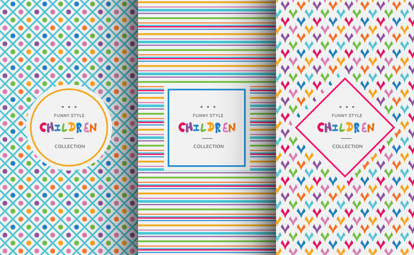 Bright colorful seamless patterns for baby style