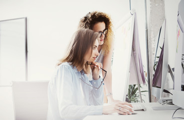 Photo Coworkers Modern Office Loft.Account Managers Team Work New Idea Project.Young Business Crew...