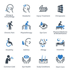 Health Conditions & Diseases Icons - Blue Series

