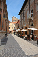 Fototapeta na wymiar Ravenna, Italy, typical downtown street.
