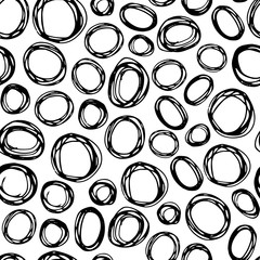 Hand drawn doodle circles seamless pattern.