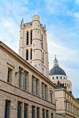 Lycee Henri-IV and Clovis bell tower in Paris, France, with Pantheon in the background. The Lycee Henri-IV is a public secondary school in Latin quarter.