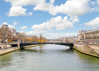 Naklejka premium A view of Seine river in Paris, France in winter day.