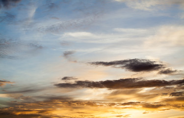 colorful dramatic sky with cloud at sunset
