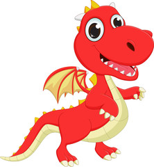 cute cartoon red dragon posing