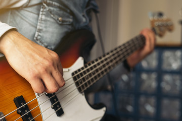 Fototapeta na wymiar guitar player playing song