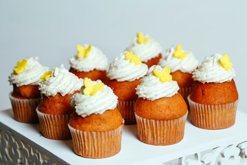 cupcakes on a stand.