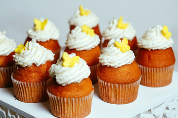 cupcakes on a stand.