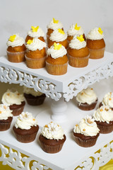 cupcakes on a stand.
