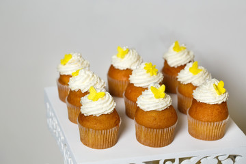 cupcakes on a stand.
