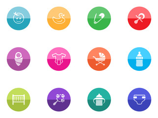 Babies icons in color circles.