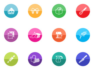 Fototapeta premium Baking icons incolor circles.