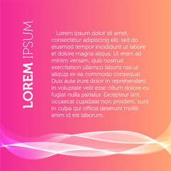 Pink color background. Transparent wavy element brochure. Flyer template. Smoke illustration. Designed catalogue page image. Simple flat leaflet.