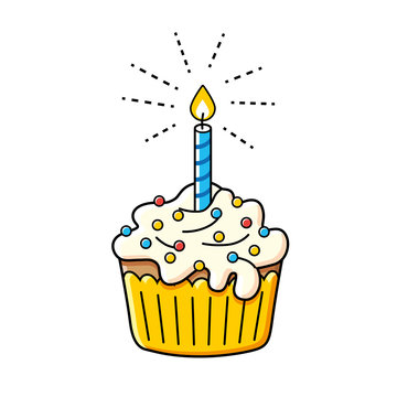Birthday cupcake icon.