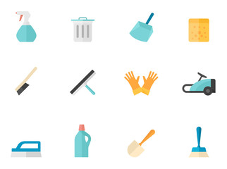 Flat Color Icons - Cleaning Tools