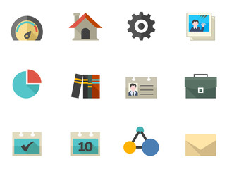A set icons for mobile apps or personal website in flat color style.