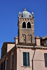 Fototapeta na wymiar Moorish bell tower of Sant Fosca Church in Venice