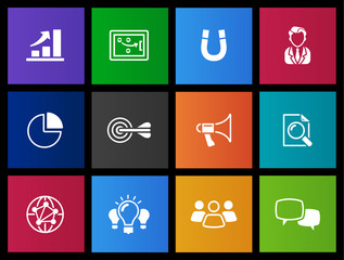 Marketing icons in Metro style.