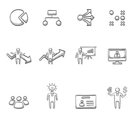 Business icon series in sketch.