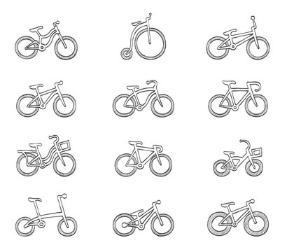 Bicycle type icons in sketch.