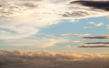 colorful dramatic sky with cloud at sunset