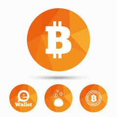 Bitcoin icons. Electronic wallet symbol.