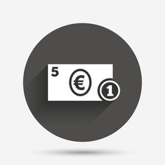Cash sign icon. Euro Money symbol. Coin.