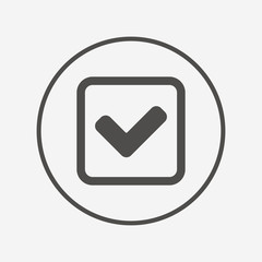Check mark sign icon. Yes square symbol.