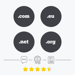 Top-level domains signs. Com, Eu, Net and Org.