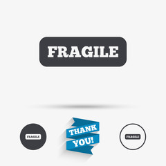 Fragile parcel icon. Package delivery symbol.
