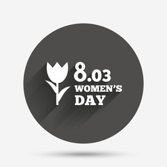 8 March Women's Day sign icon. Flower symbol.