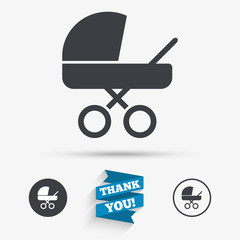 Baby pram stroller sign icon. Baby buggy symbol.