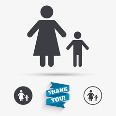 One-parent family with one child sign icon.
