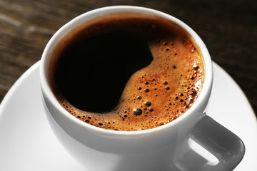 Cup of fresh coffee, closeup