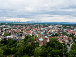 Speyer Dom Rheinland Pfalz Kaiserdom Rhein Fliughafen Luftbild Brezel