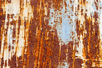 A background of peeling paint and rusty old metal