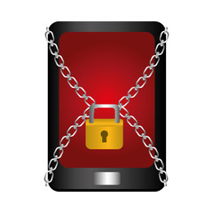 Security system concept represented by smartphone and padlock icon. isolated and flat illustration 