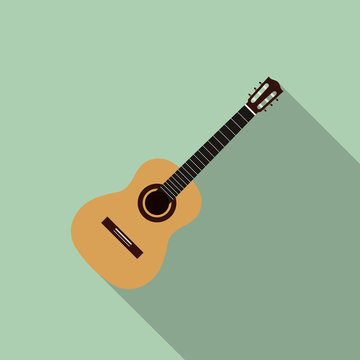 Acoustic guitar flat design vector illustration