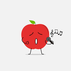 singing apple simple clean cartoon illustration