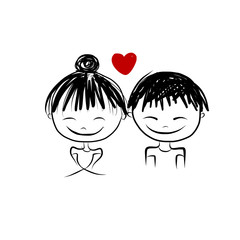 Couple in love together, valentine sketch for your design