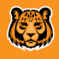 Tiger logo mascot. Snow leopard head isolated vector illustration