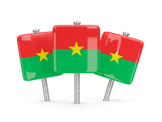 Flag of burkina faso, three square pins