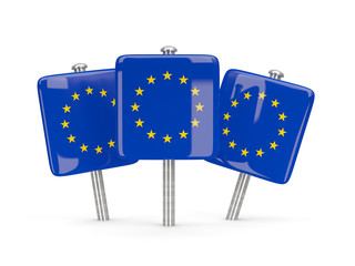 Flag of european union, three square pins