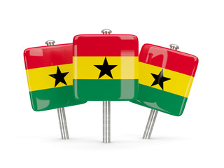 Flag of ghana, three square pins