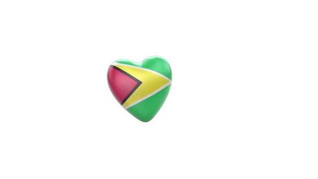 Flying herat with flag of Guyana. Looping. Alpha channel included. You can use this footage for shifting of broadcasting for example. Duration of every part is 4s ( 120 frames ).