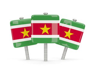 Flag of suriname, three square pins